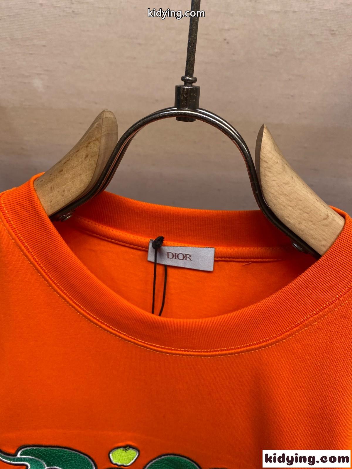 DIOR AND KAWS Tシャツ クリスチャン・ディオール Tシャツ コピー オレンジ-2