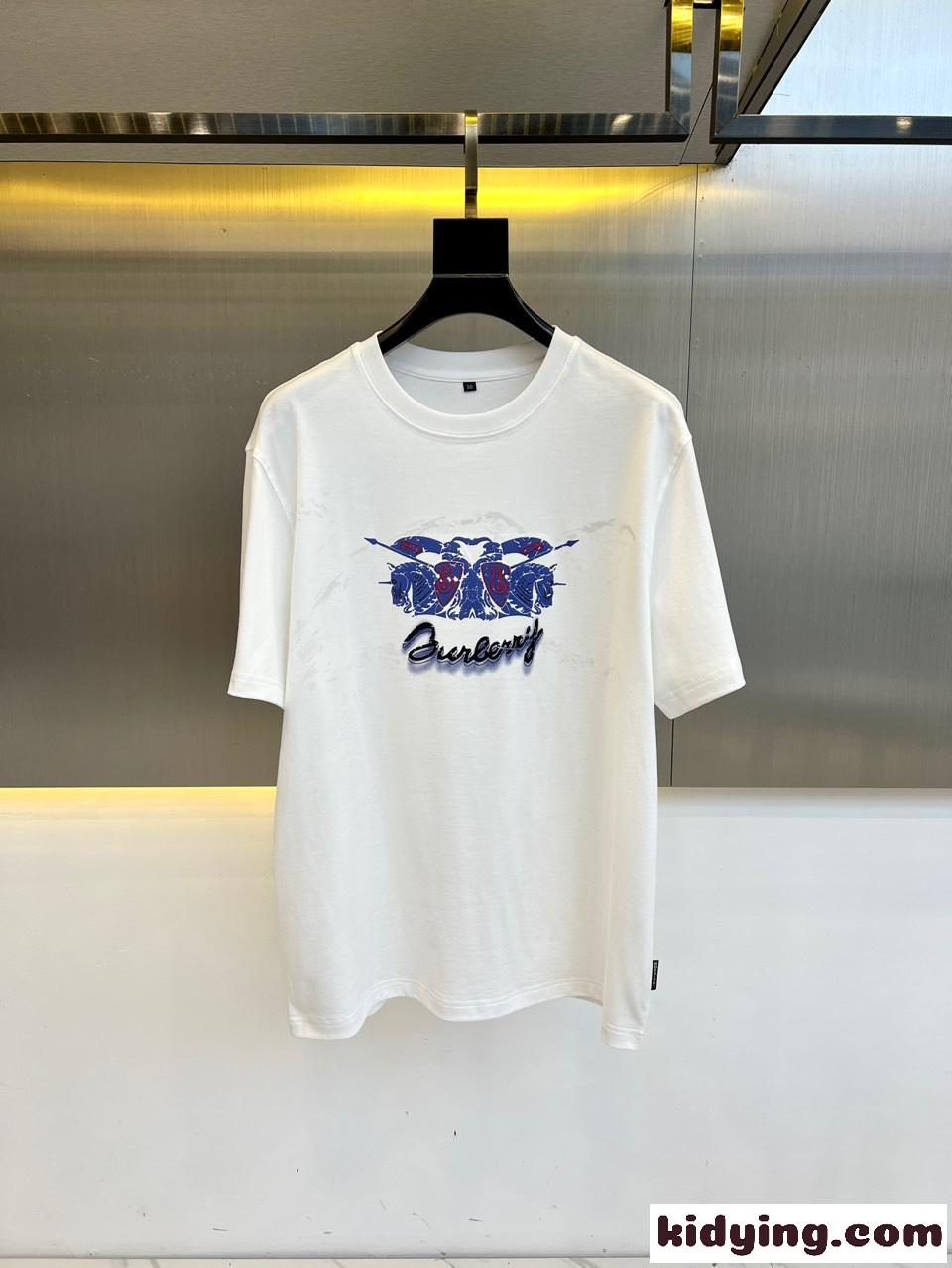 おしゃれ カジュアル バーバリー Tシャツ コピー プリント 半袖Tシャツ ホワイト-0