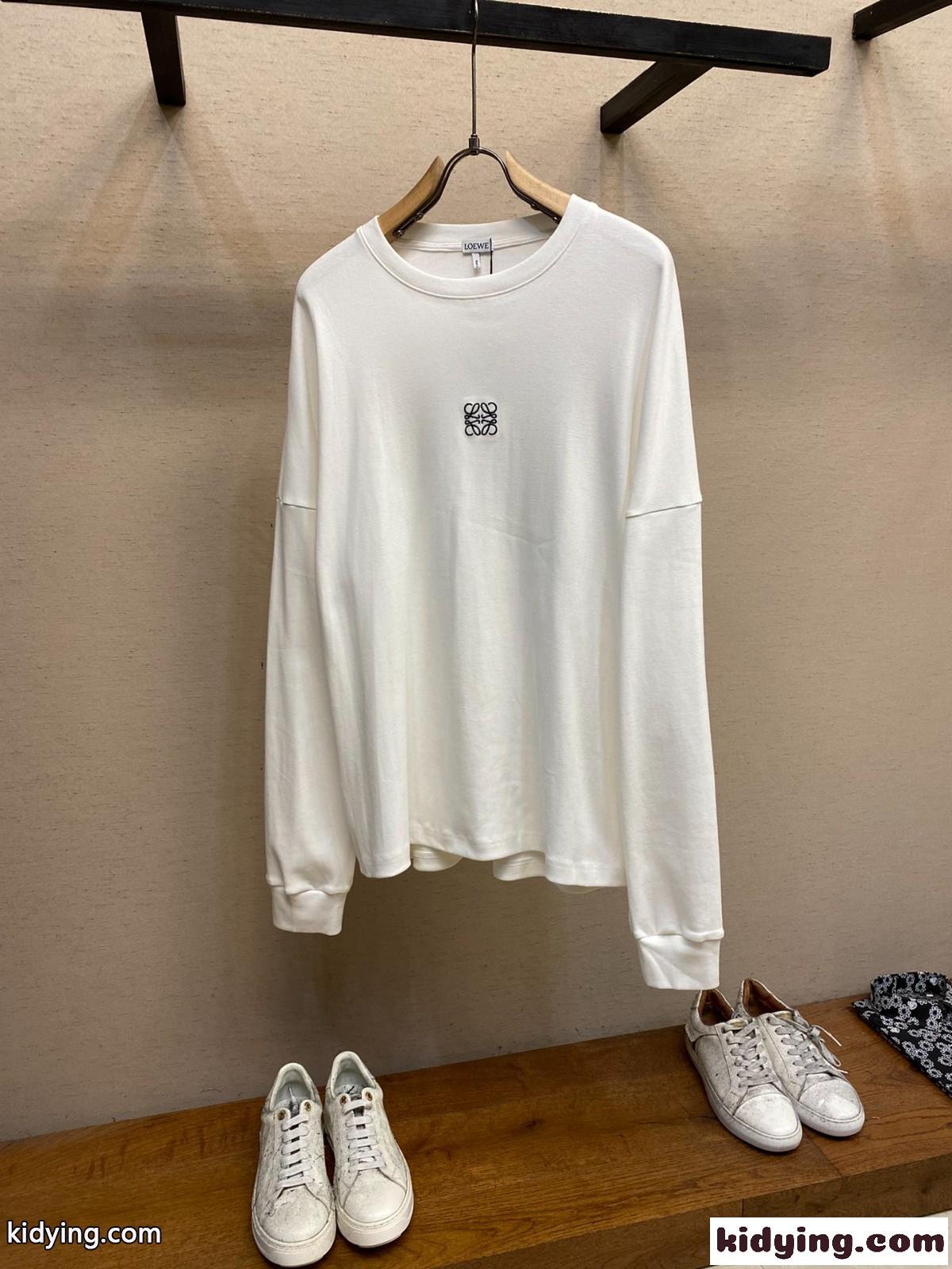 オーバーサイズフィット ロングスリーブTシャツ ロエベ Tシャツ コピー ホワイト-1