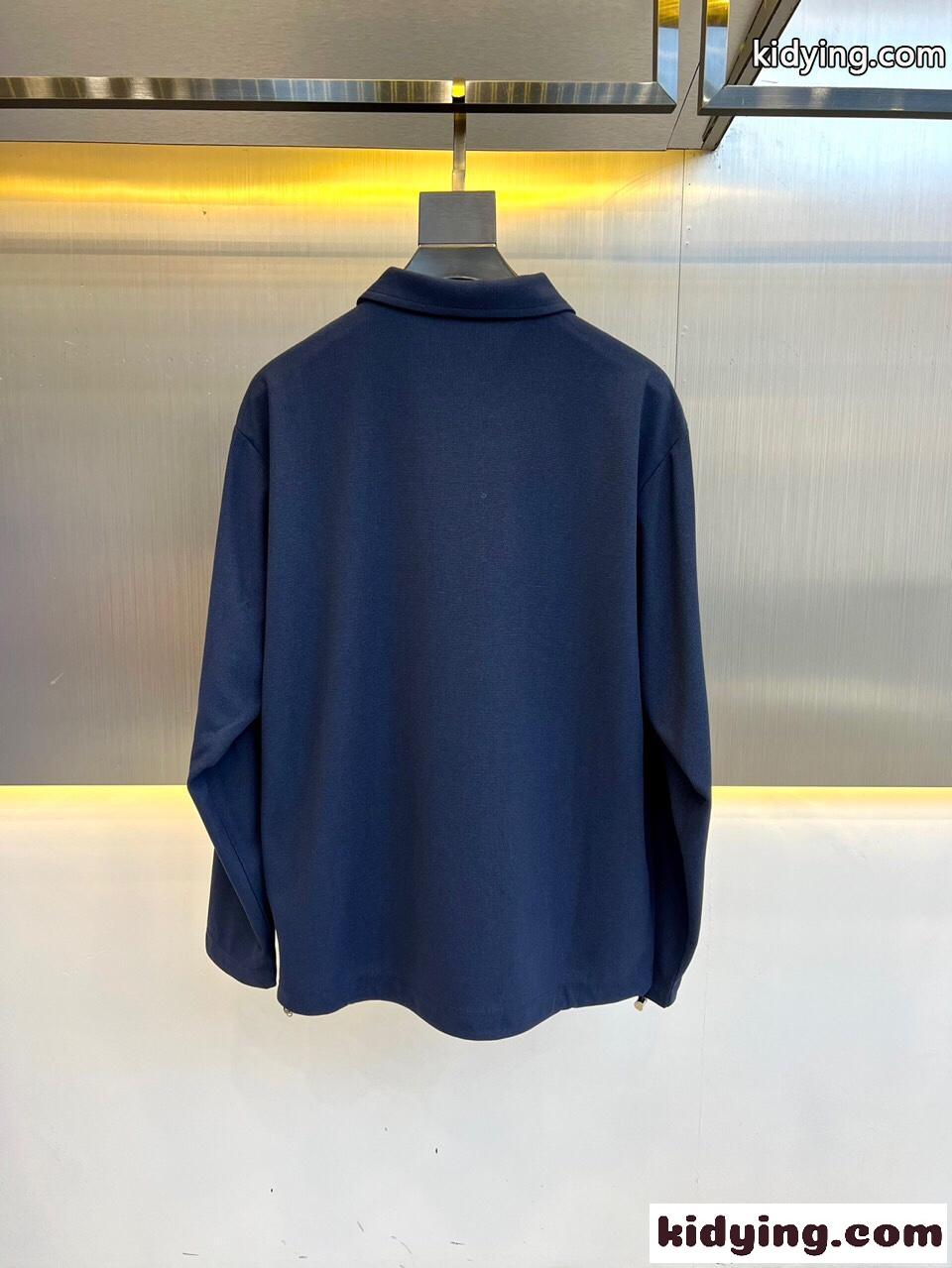 洗練された カジュアル ハーフジップ プラダ Tシャツ コピー 長袖 ポロシャツ ブルー-4