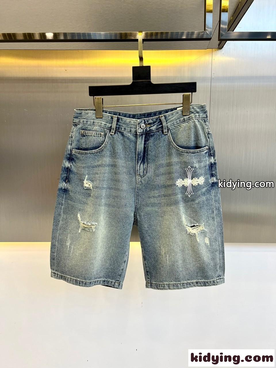合わせやすい クロムハーツ パンツ 偽物 コットン デニム ショートパンツ-1