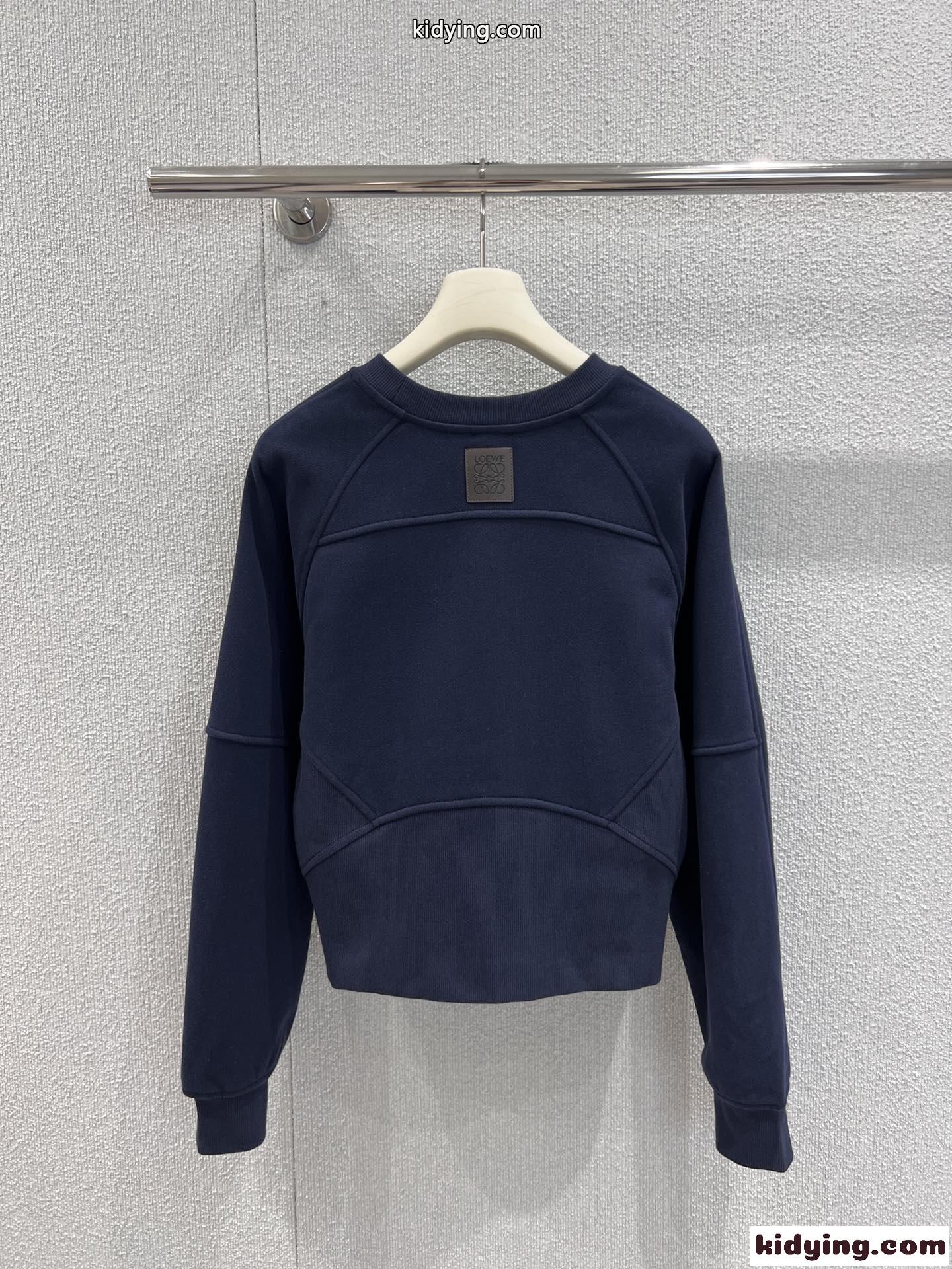 ロエベ Tシャツ コピー カジュアル クロップド スウェットシャツ ネイビー-0
