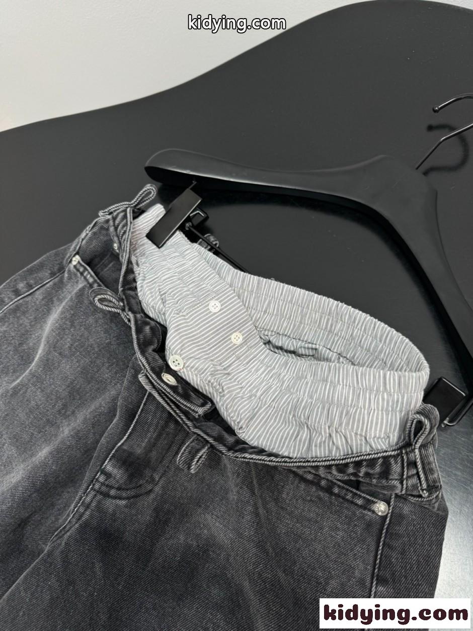 ダブルウエスト バレルレッグ デニムパンツ アレキサンダーワング ジーンズ 偽物-3