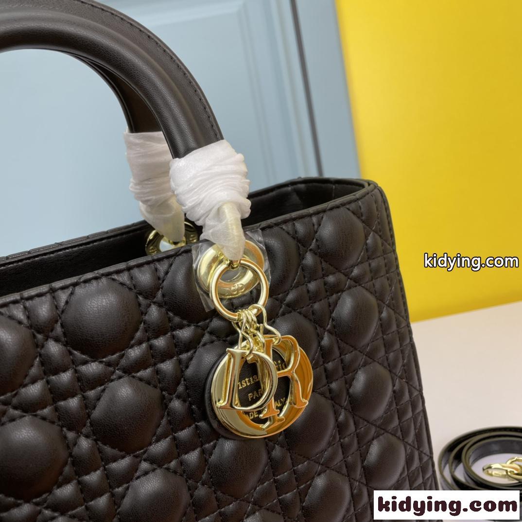 クリスチャン・ディオール スーパーコピー ラムスキン LADY DIOR ラージバッグ ブラック-2