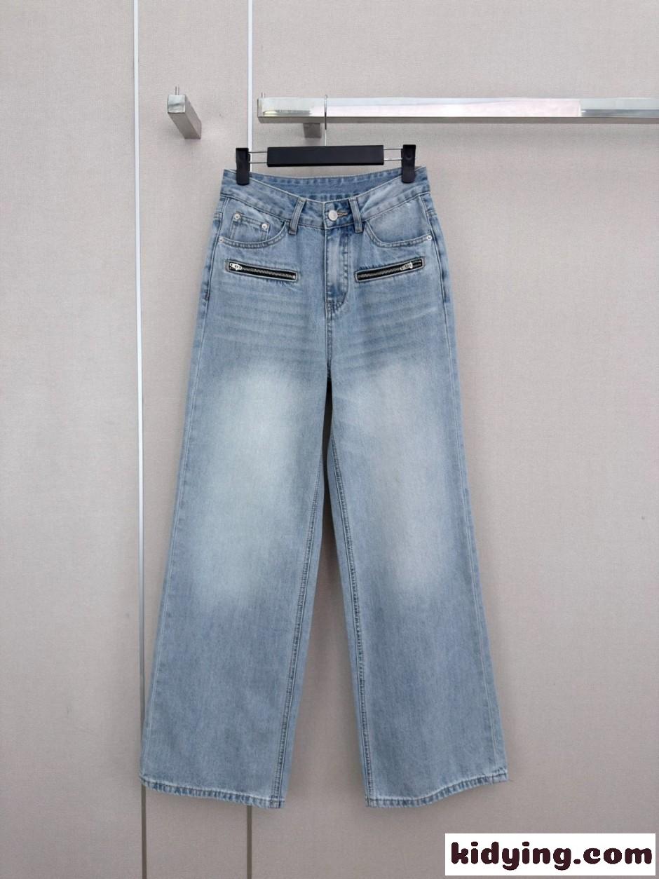 おしゃれ ジップディテール ワイド デニムパンツ アレキサンダーワング ジーンズ コピー-0