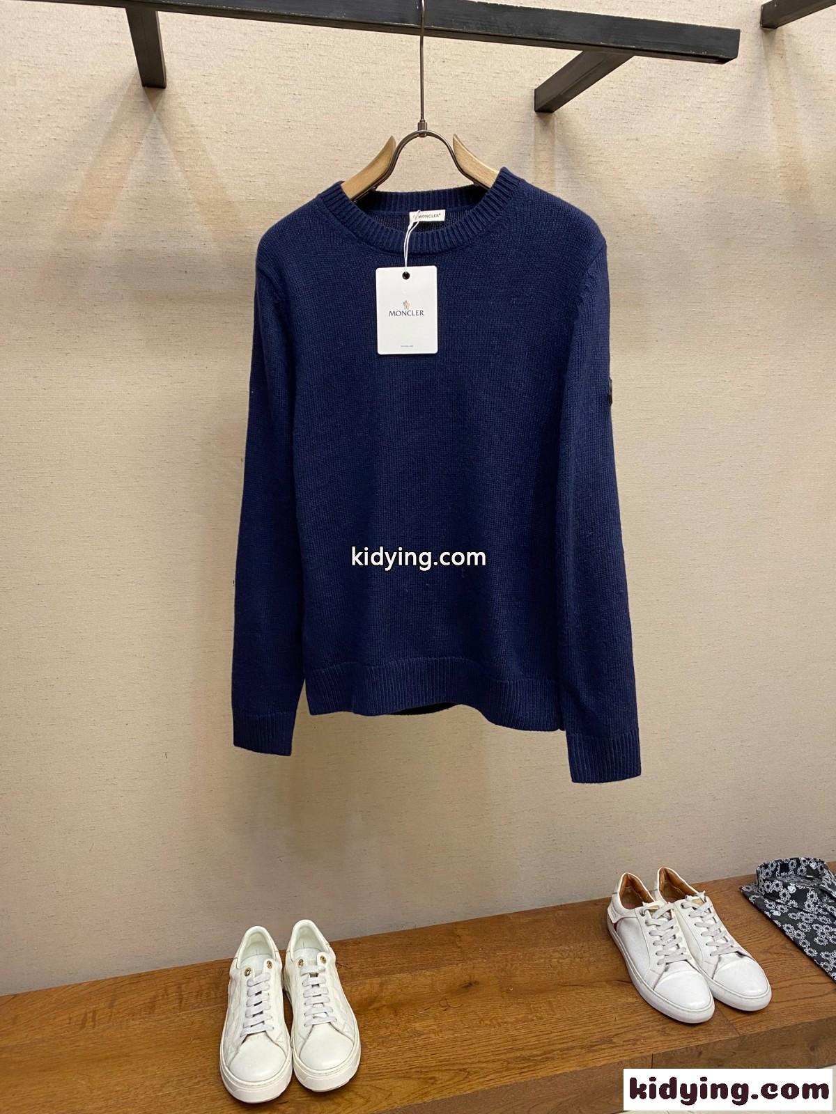 シンプル 上品 モンクレール セーター 偽物 合わせやすい プルオーバー ネイビー-1