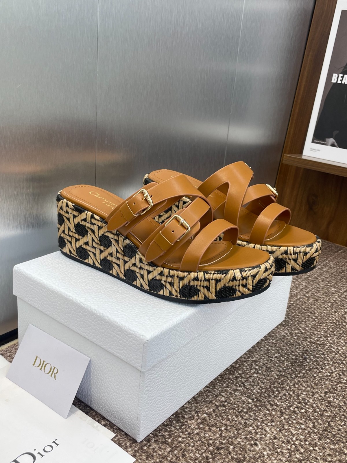 LAmazone Dior ウェッジスライド ディオール サンダル スーパーコピー ブラウン-0