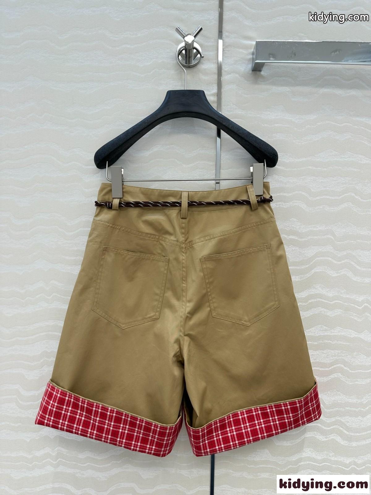 洗練された ゆったり ショートパンツ ミュウミュウ パンツ コピー カーキ-4