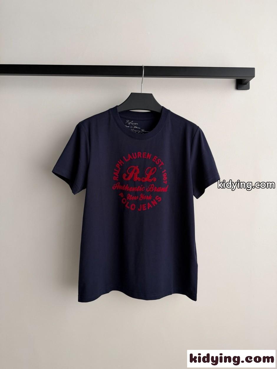 カジュアル ロゴ入り 半袖Tシャツ ラルフローレン Tシャツ 偽物 ネイビー-0