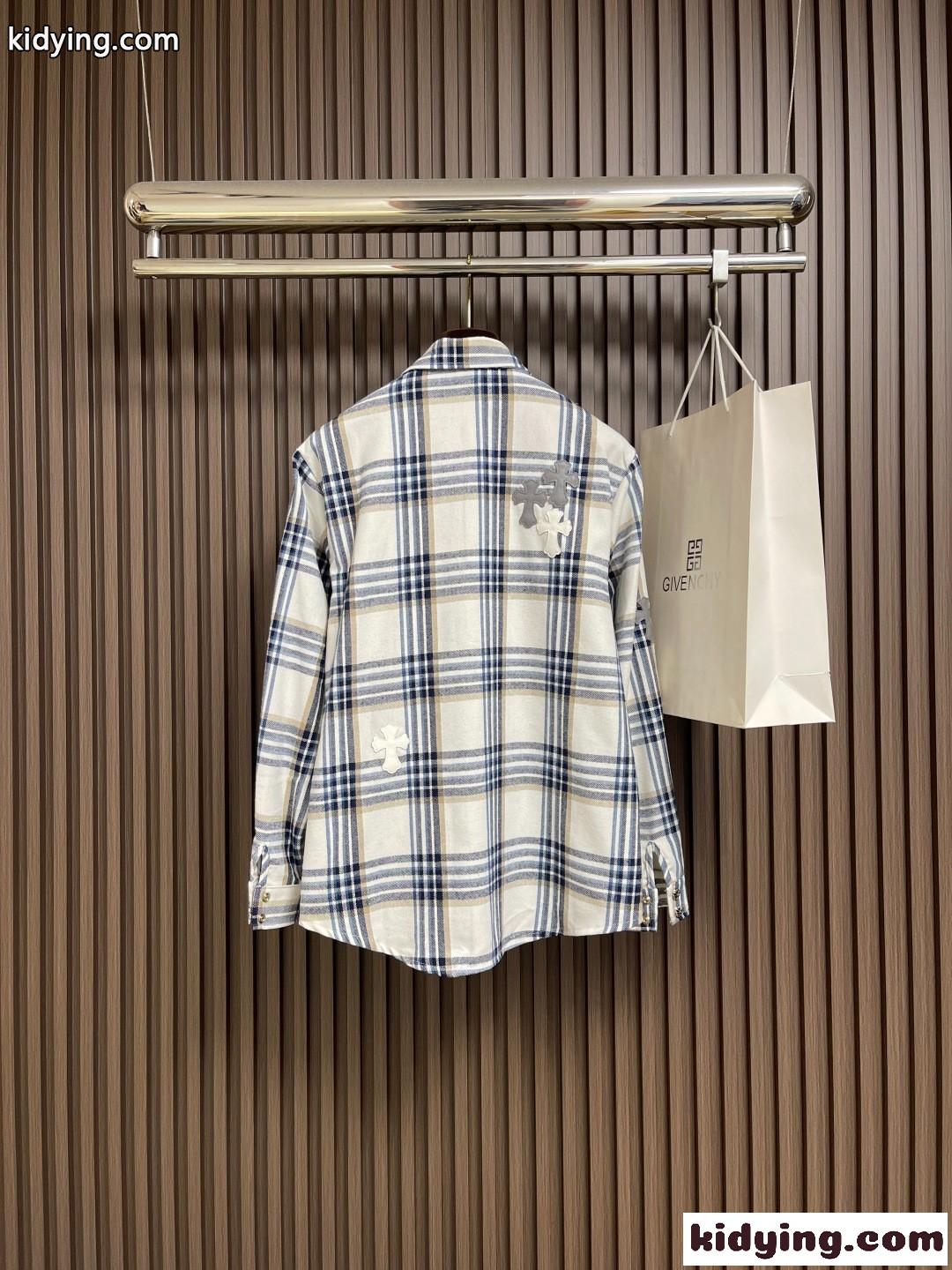 カジュアル チェック柄 クロスパッチ 長袖シャツ クロムハーツ シャツ 偽物-1