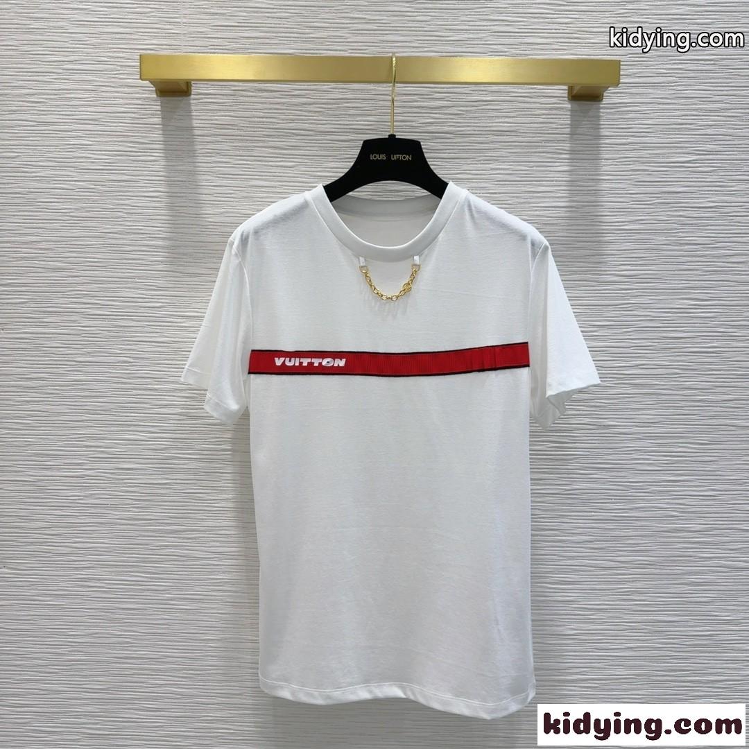 定番 カジュアル ヴィトンストラップTシャツ ルイヴィトン Tシャツ コピー ホワイト-0