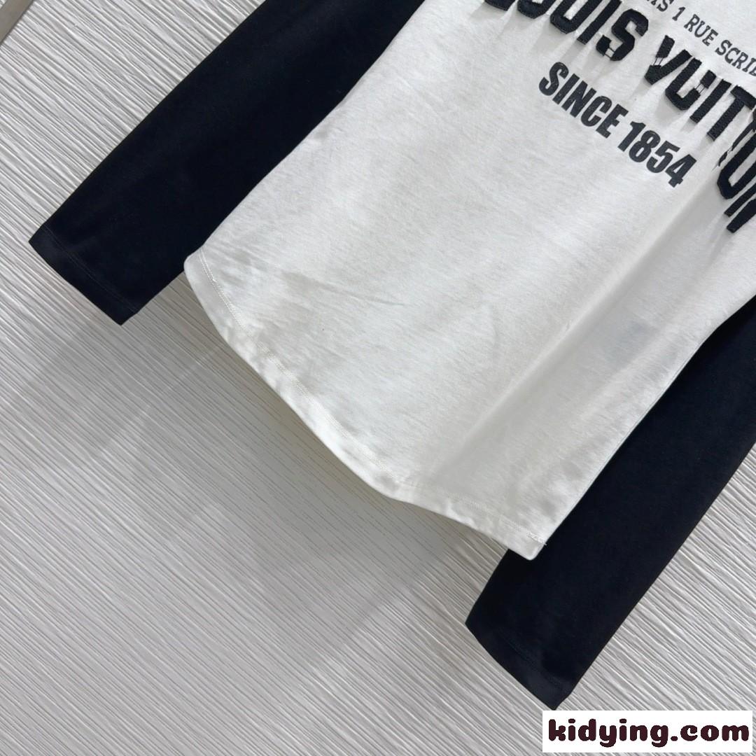 シグネチャーバーシティ ロングスリーブトップ ルイ・ヴィトン Tシャツ コピー-1