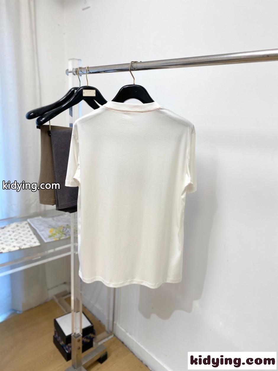 異素材ディテール クルーネック 半袖Tシャツ エルメス Tシャツ 偽物 ホワイト-3