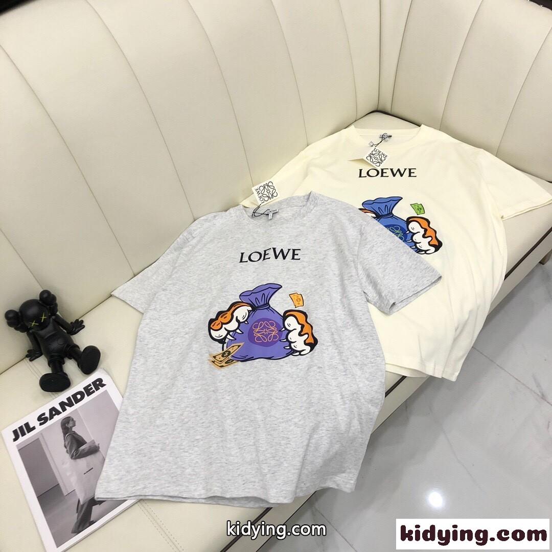 可愛い プリント 人気 新作 ゆったり 着心地いい 春夏 レディース ロエベ tシャツ コピー カジュアル 定番-2