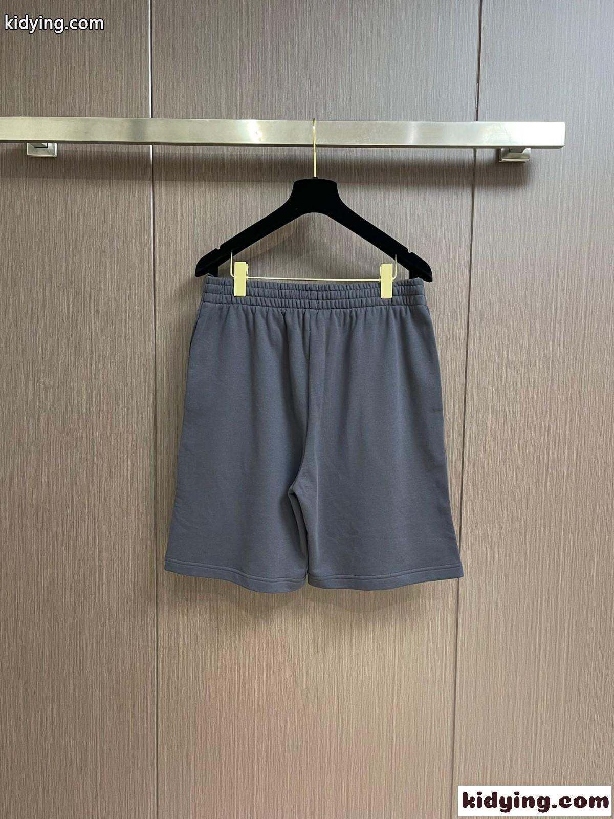 シンプル おしゃれ ロゴ刺繍 バレンシアガ パンツ コピー ショートパンツ グレー-0