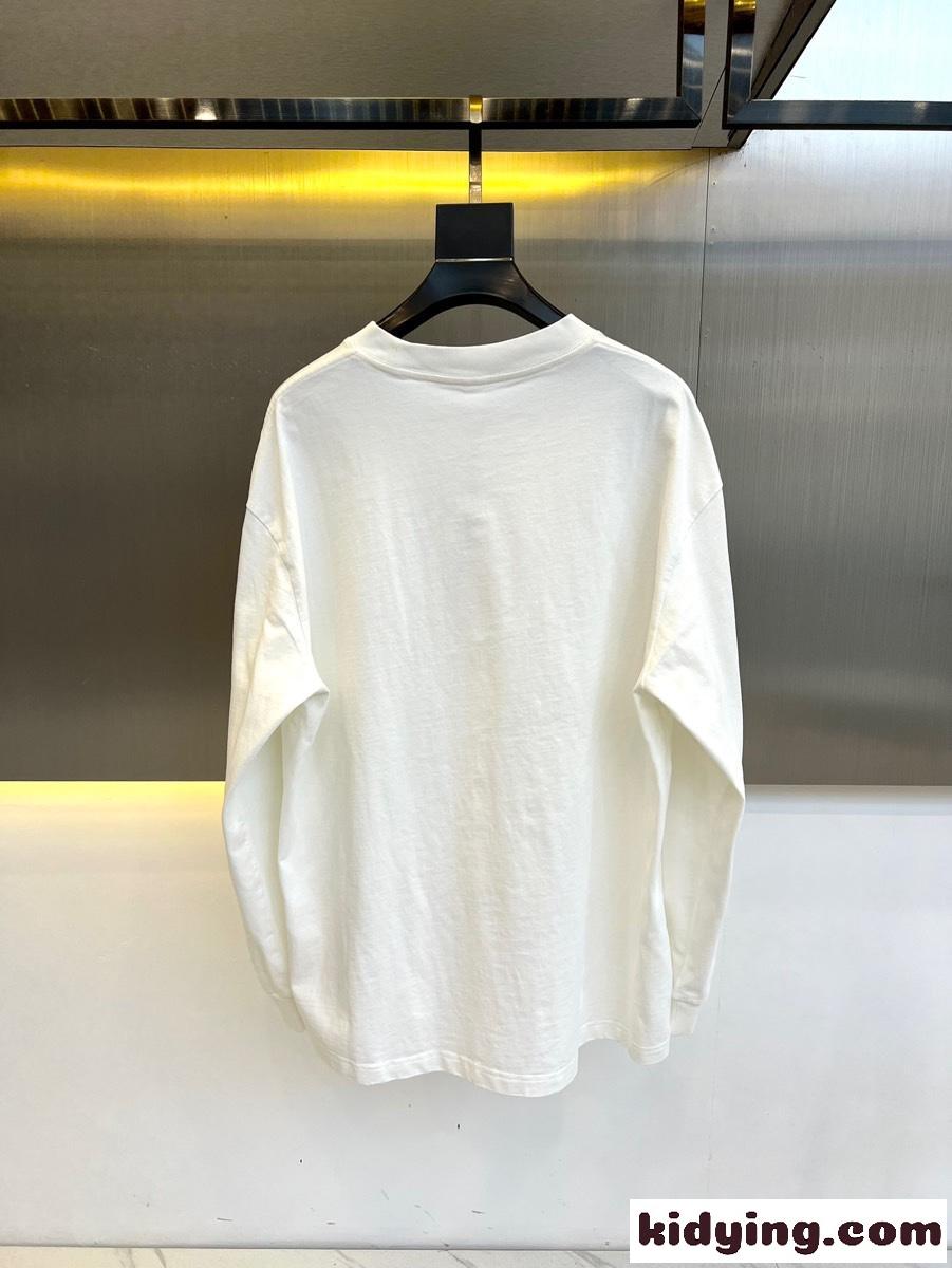 カジュアル リラックス コットン 長袖Tシャツ プラダ Tシャツ コピー ホワイト-3