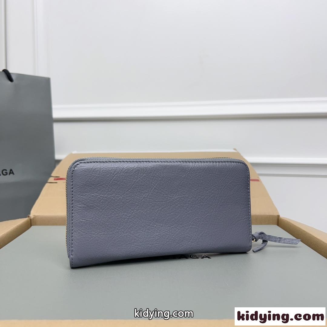 クラシック ラウンドファスナー 長財布 バレンシアガ 財布 コピー グレー-1