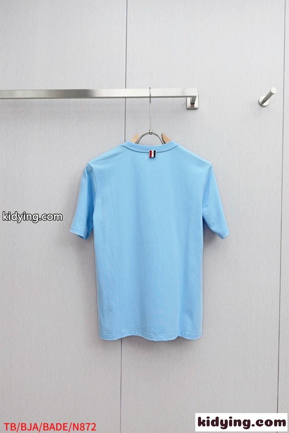 シンプル 可愛い ヘクター クルーネック 半袖Tシャツ トムブラウン Tシャツ 偽物 ブルー-1