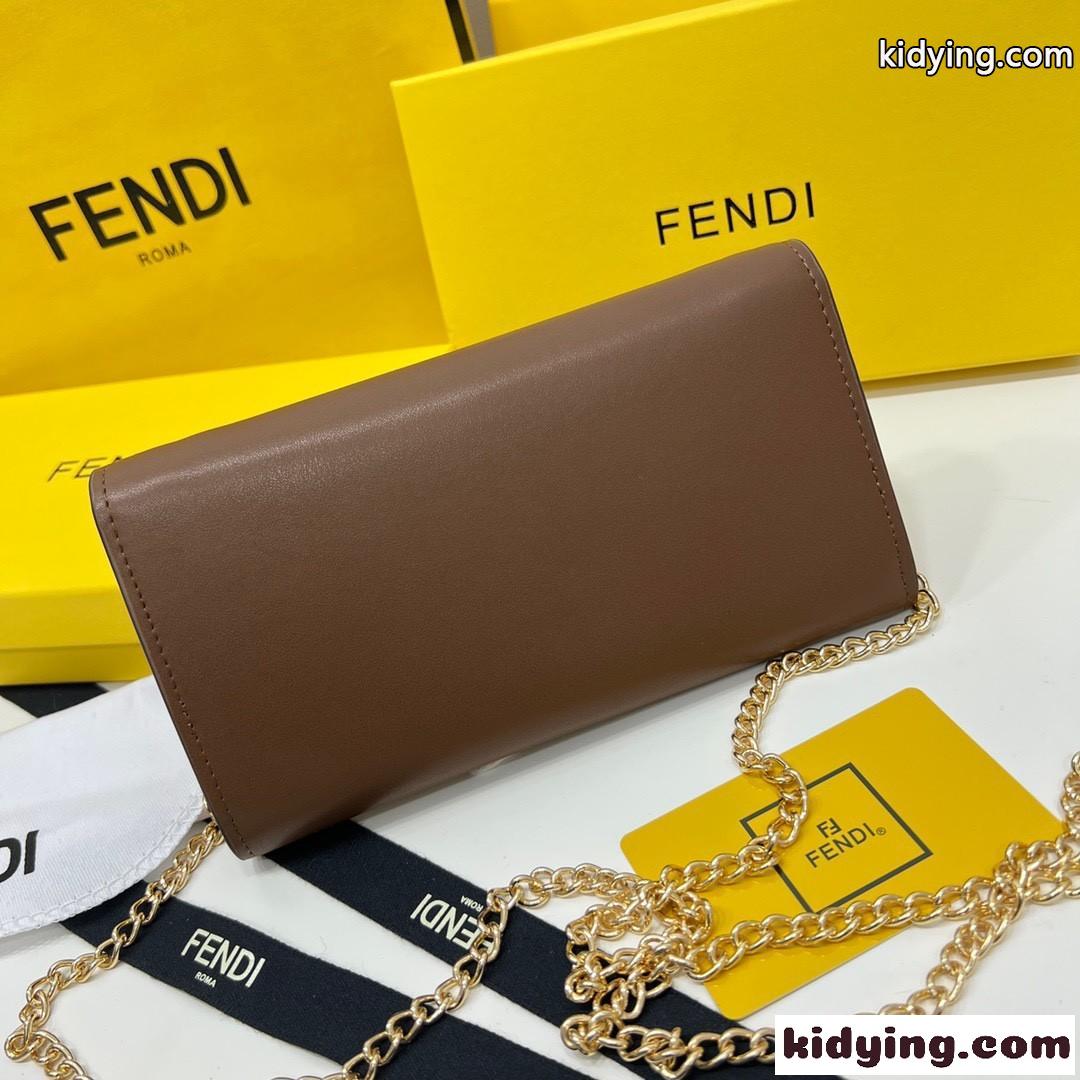 FENDI ROMAコンチネンタル財布 チェーン付き フェンディ 財布 人気 コピー ウォレット ブラウン-1