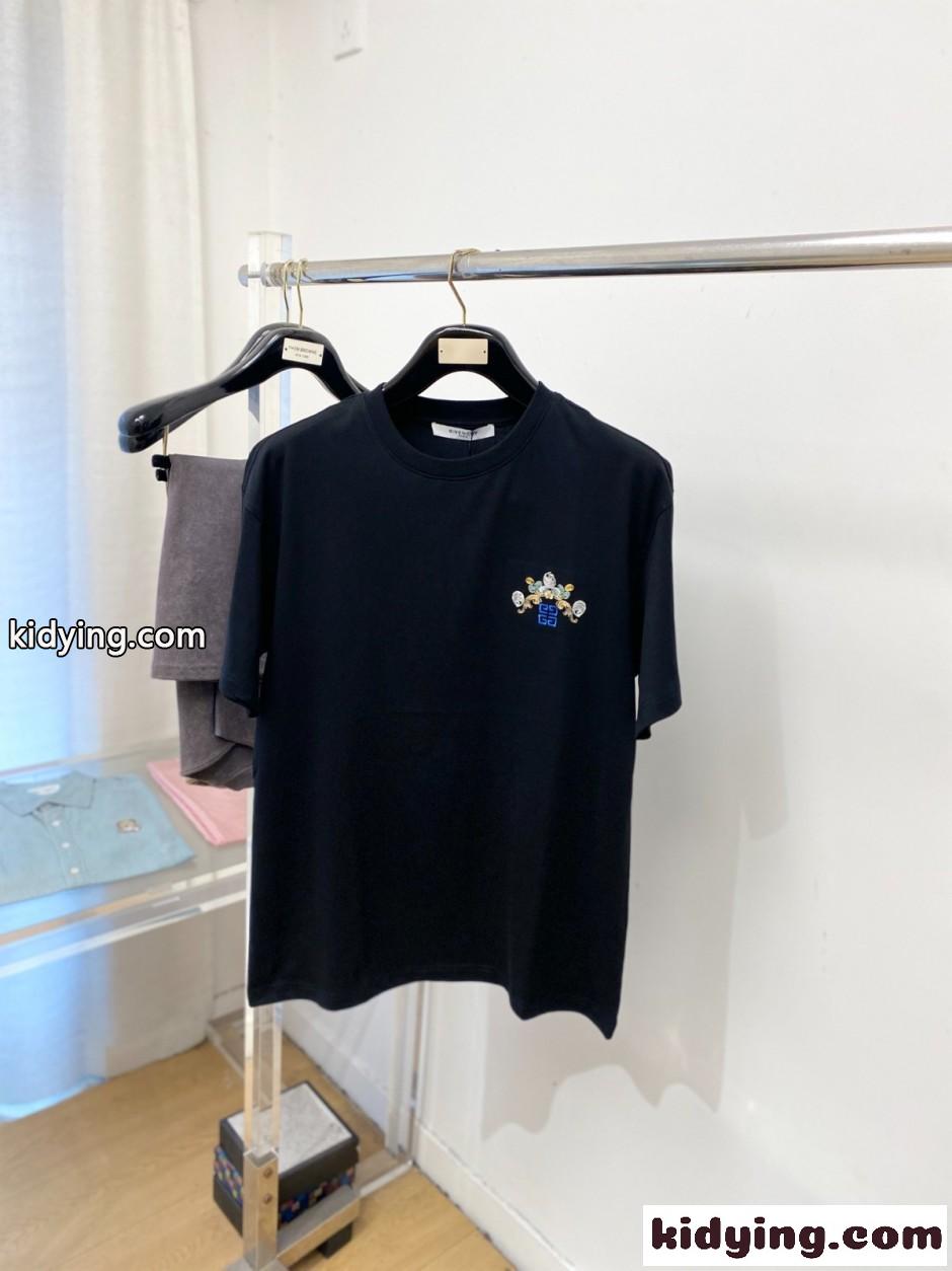 クルーネック 半袖Tシャツ ジバンシィ Tシャツ 偽物 ブラック-0