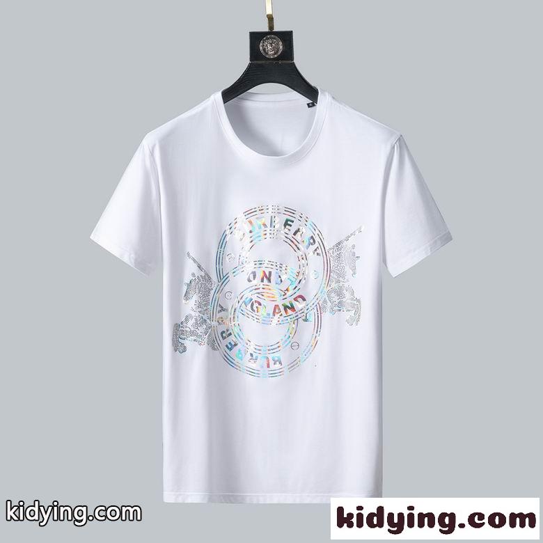おしゃれ クルーネック メンズ トップス シンプル 着心地いい バーバリー 半袖Tシャツ コピー ホワイト ブラック-0