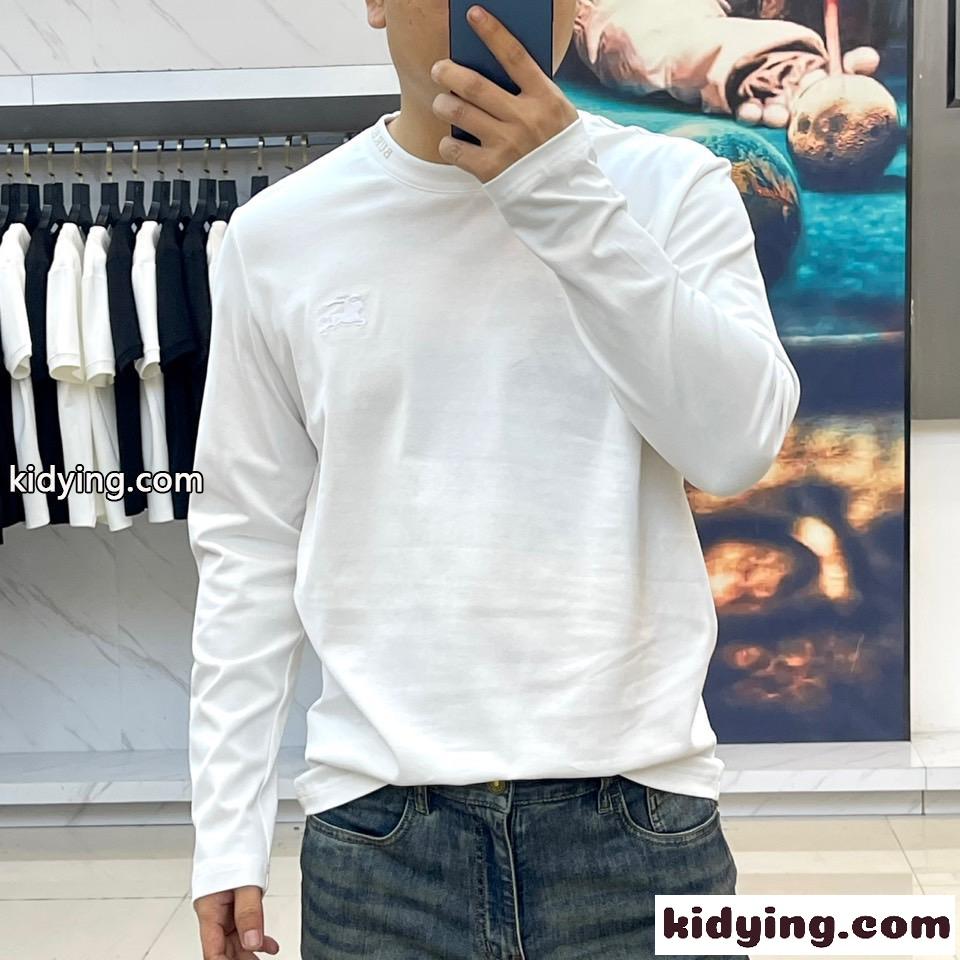 シンプル 上品 合わせやすい 長袖Tシャツ バーバリー Tシャツ 偽物 コットン ホワイト-1