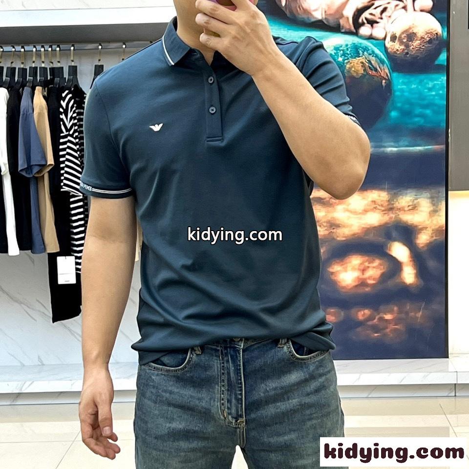洗練された コットンピケポロシャツ アルマーニ 半袖Tシャツ コピー グリーン-1