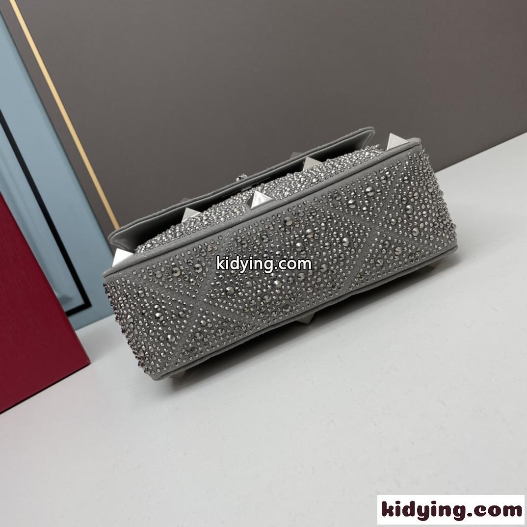 ヴァレンティノ バッグ コピー GARAVANI ローマンスタッズ クリスタル チェーン ショルダーバッグ-4