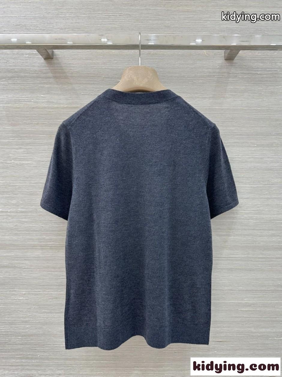 アレキサンダーワング ニット コピー シンプル クルーネック 半袖ニット グレー-4