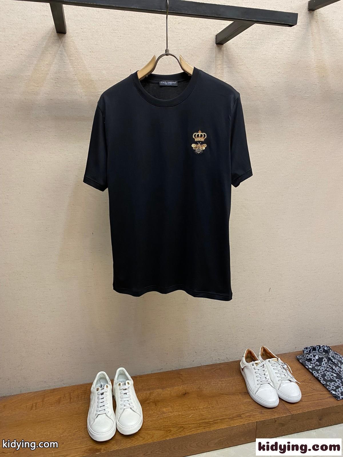 ドルチェ&ガッバーナ Tシャツ コピー カジュアル ゆったり 刺繍入り 半袖Tシャツ ブラック-2