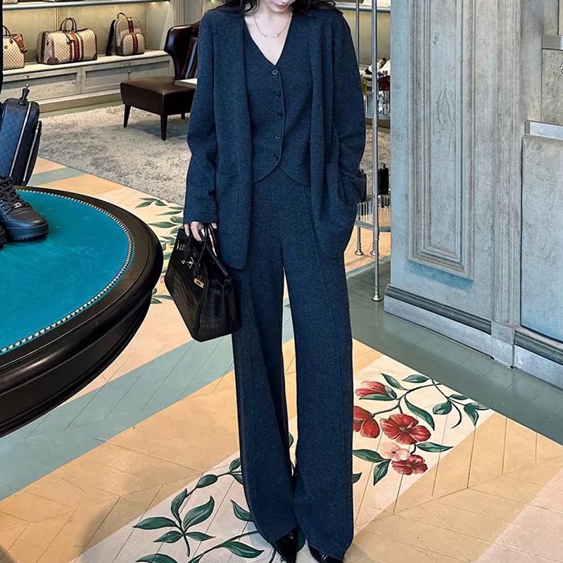 YSL サンローラン モロッコスーパーコピー 優雅 ゆったり 三点セット 暖かい グレイ-0