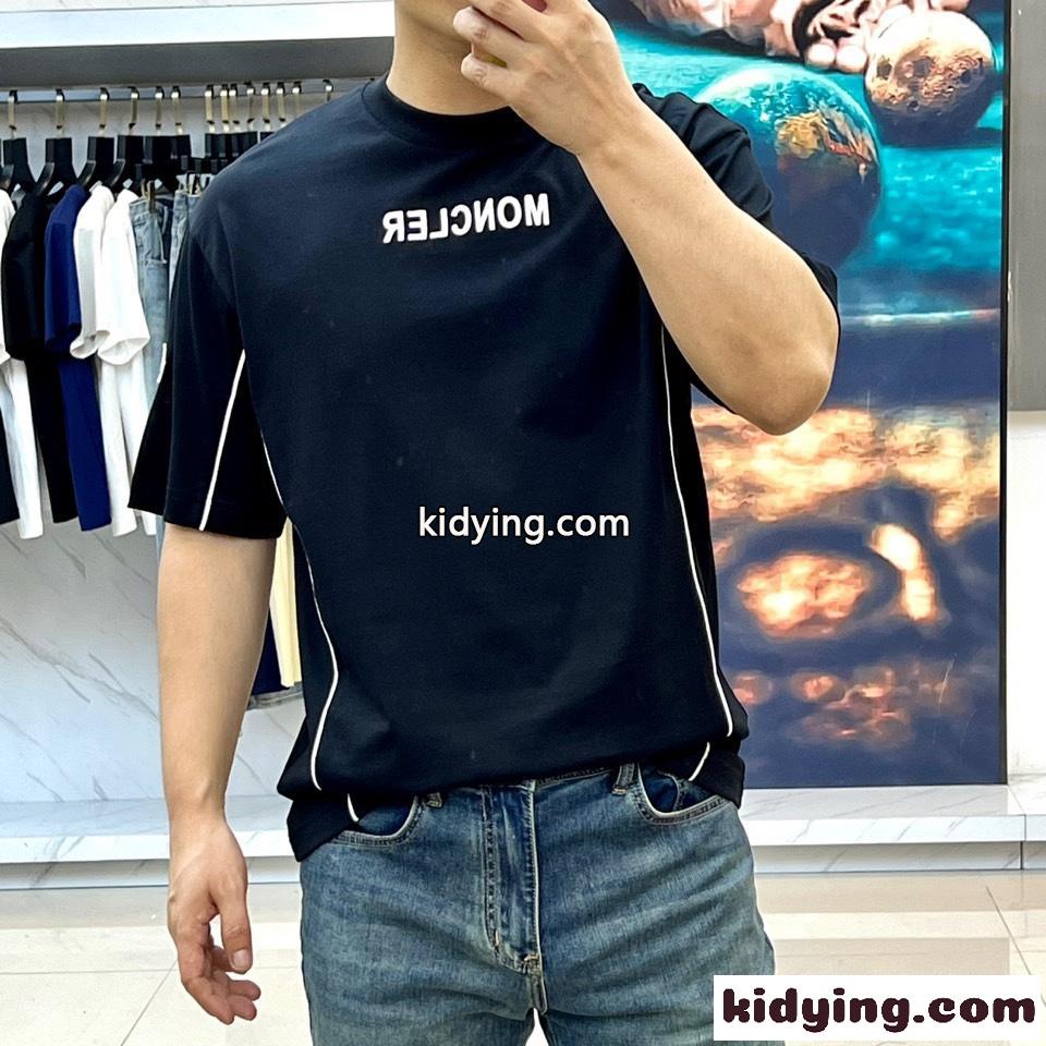 モンクレール 半袖Tシャツ コピー カジュアル ロゴ コットンtシャツ ブラック-1