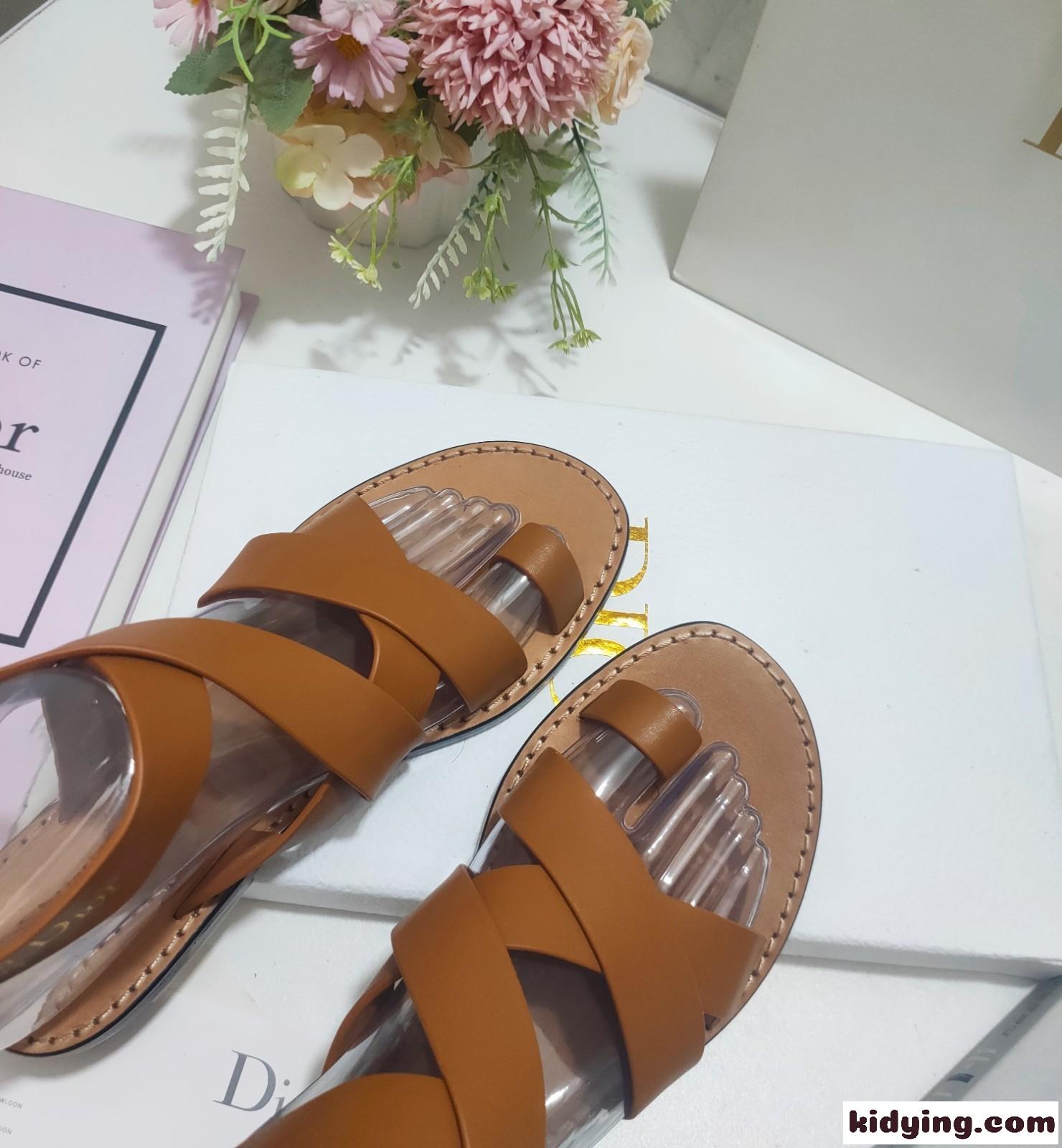 Dioriviera Dior Sun トゥリング サンダル クリスチャン・ディオール サンダル コピー ブラウン-3