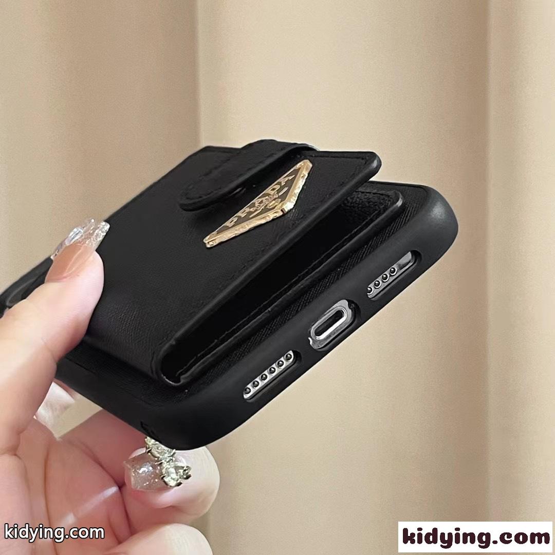 プラダ スマホケース コピー シンプル 上品 カード収納 アイフォンケース-2
