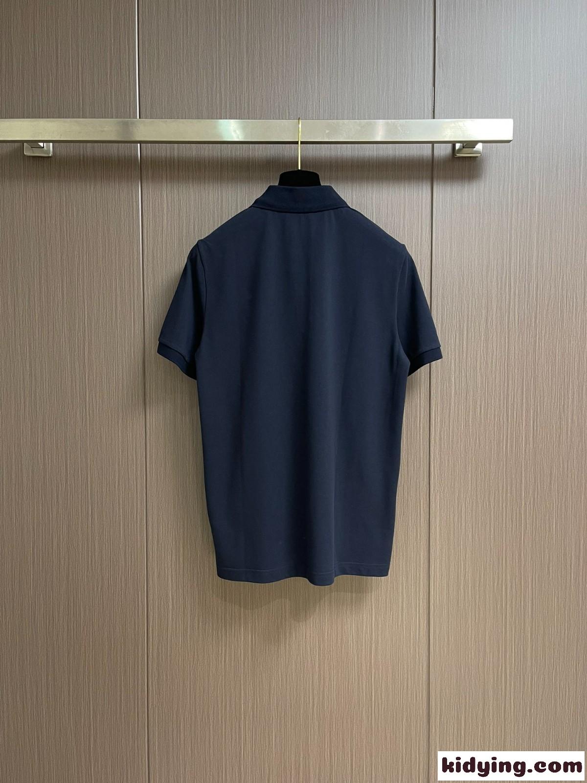 シンプル 洗練された コットンピケ ポロシャツ プラダ Tシャツ コピー ネイビー-2