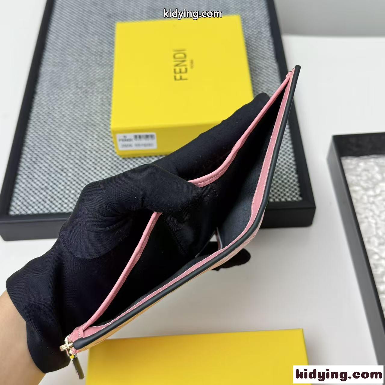 コンパクト 二つ折り財布 フェンディ 財布 スーパーコピー 小銭入れ付き ピンク-3