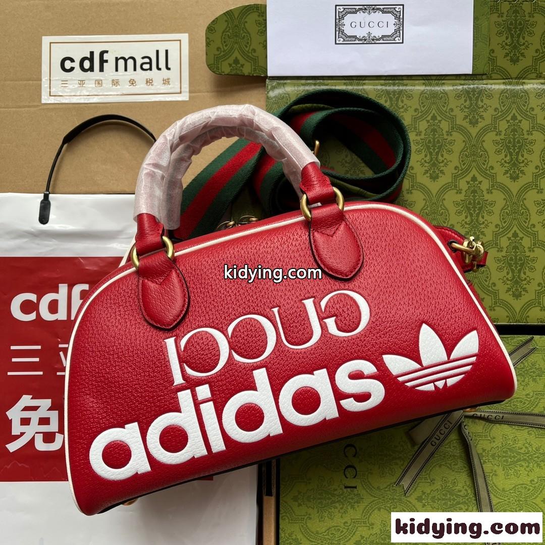 Gucci×adidas コラボ ロゴ ボストンバッグ グッチ バッグ コピー 人気 おしゃれ レッド-0