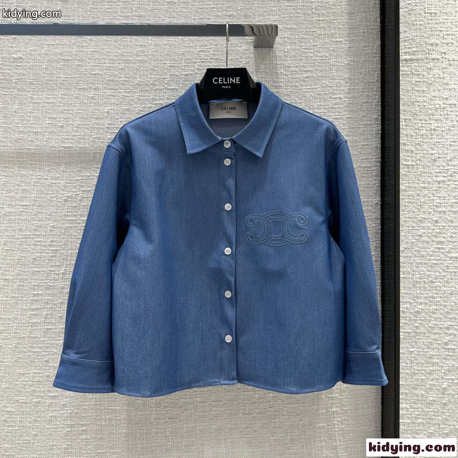 カジュアル おしゃれ トリオンフ デニムシャツ セリーヌ シャツ コピー クロップド-2