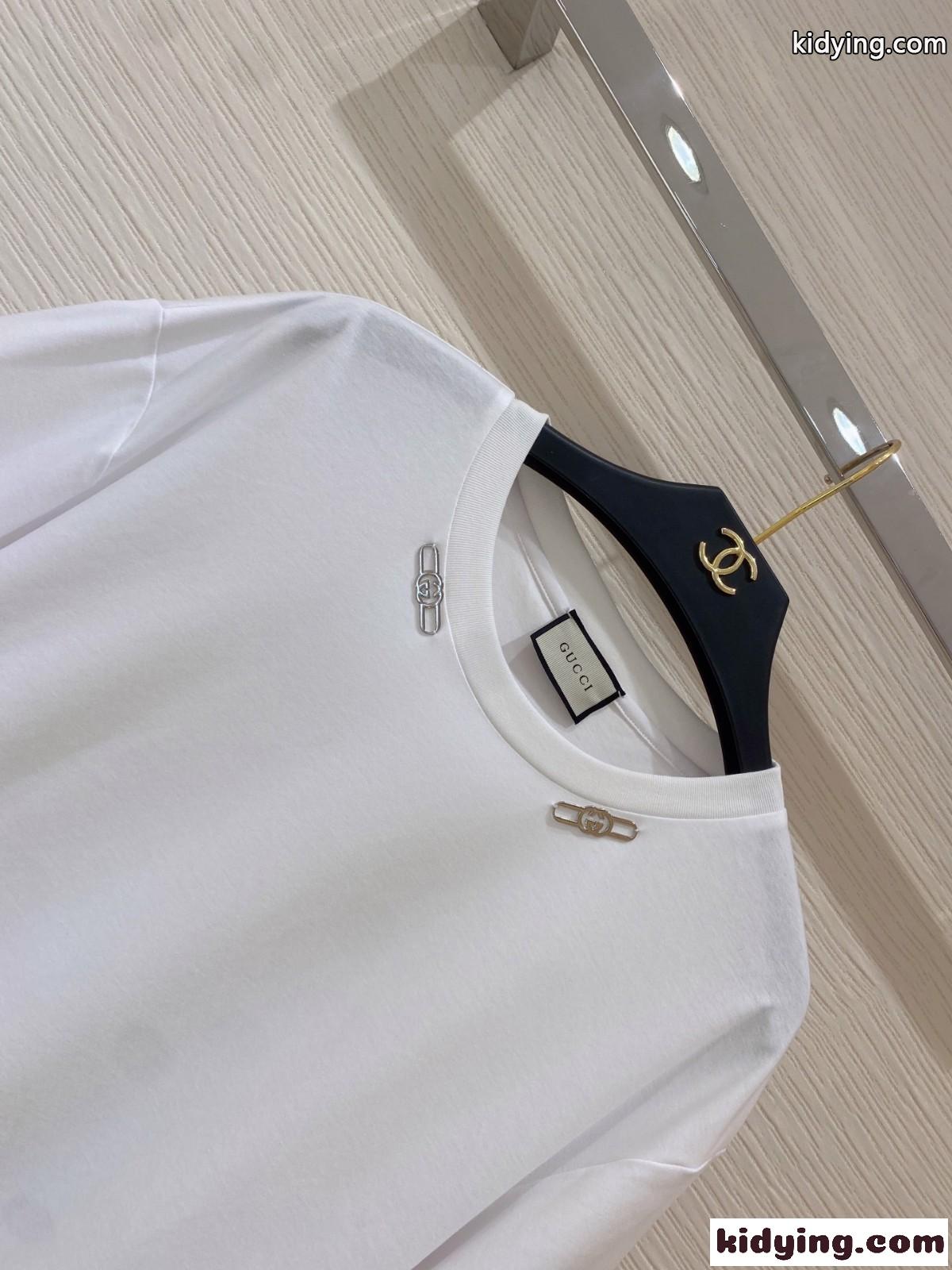 シンプル 無地 人気 ベーシック クルーネック ゆったり グッチ 半袖Tシャツ コピー レディース 春夏 トップス-0
