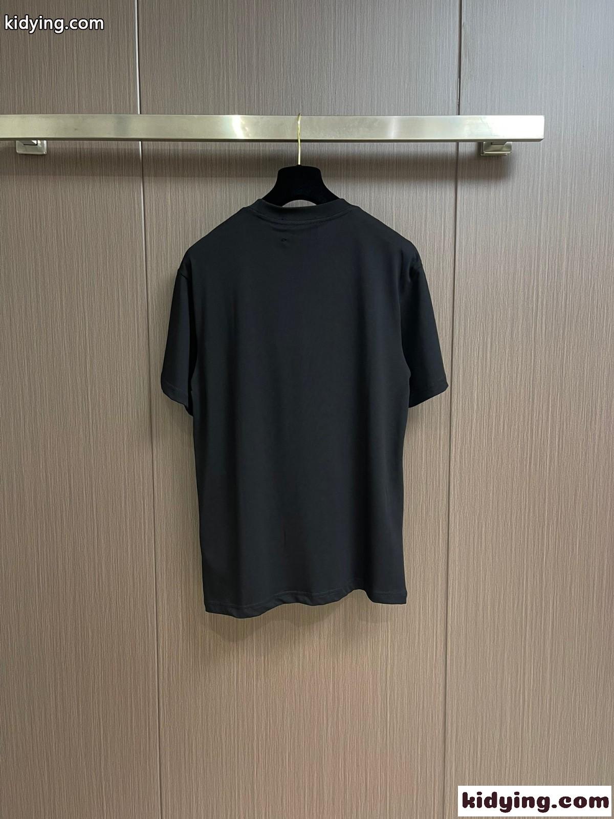 シルケット コットン ロゴ入り 半袖Tシャツ グッチ Tシャツ コピー ブラック-1