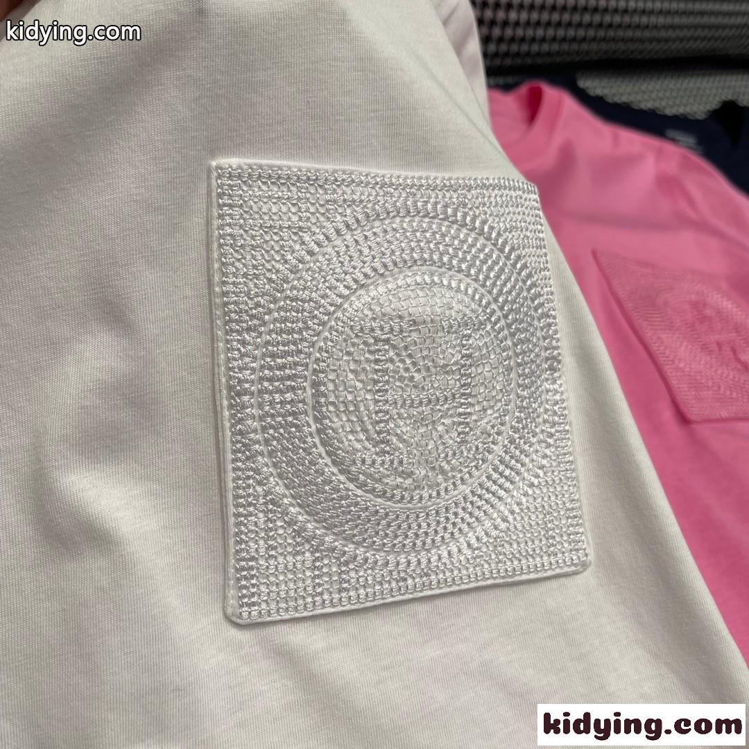 シンプル 刺繍入りポケット 半袖Tシャツ エルメス Tシャツ コピー コットン 快適-4