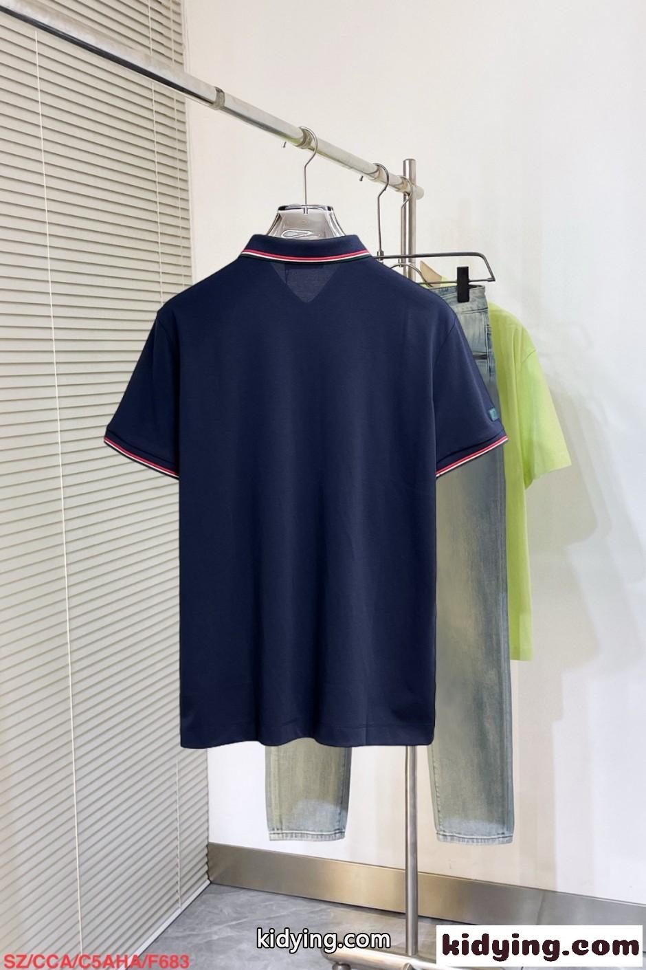 カジュアル 半袖 ポロシャツ アルマーニ Tシャツ 偽物 合わせやすい ネイビー-0