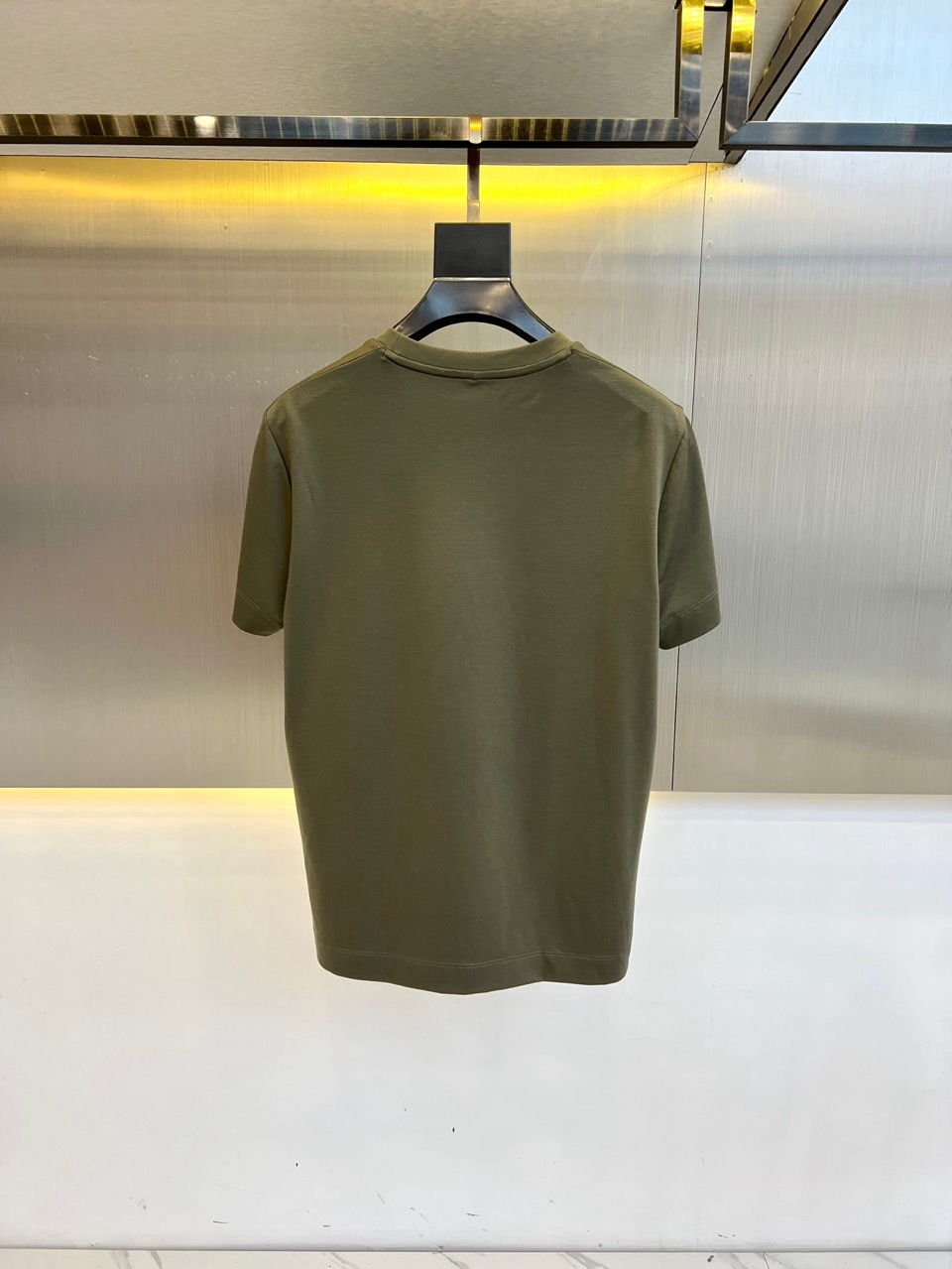 シンプル ロゴ エルメネジルド・ゼニア 半袖Tシャツ コピー クルーネック グリーン-1