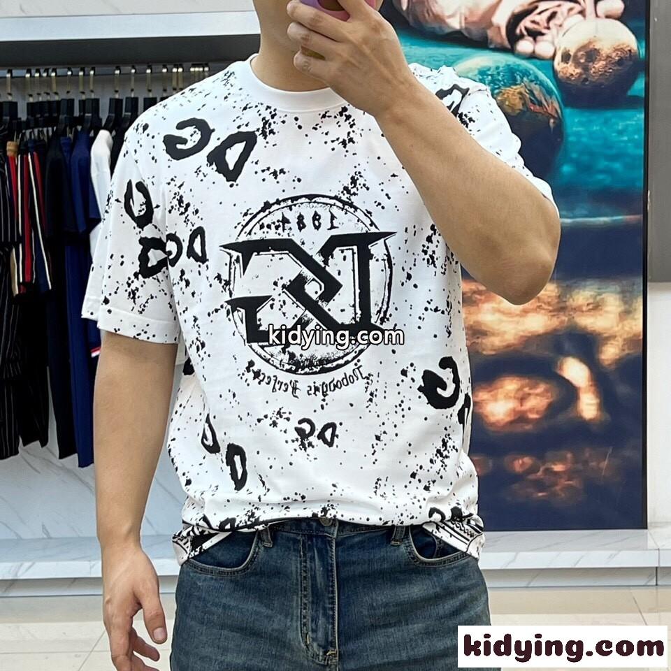 ロゴプリント コットンTシャツ クルーネックドルチェ&ガッバーナ 半袖Tシャツ コピー ホワイト-1