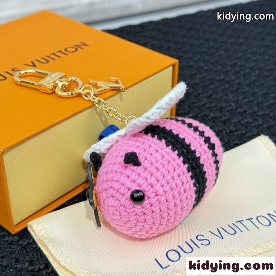 ルイ・ヴィトン キーホルダー 偽物 バッグチャーム･ビー LV クロシェ ピンク-4