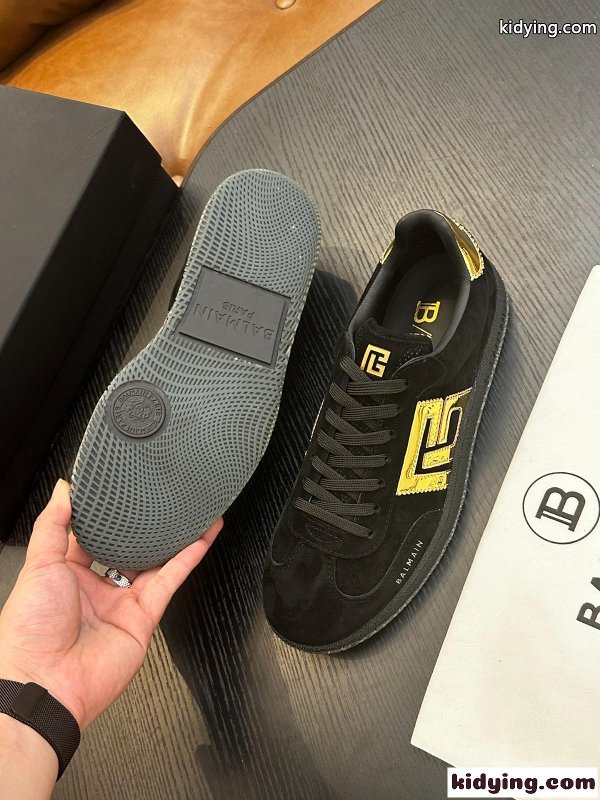 バルマン スニーカー スーパーコピー カジュアル 定番 Balmain Swan スエードスニーカー-4