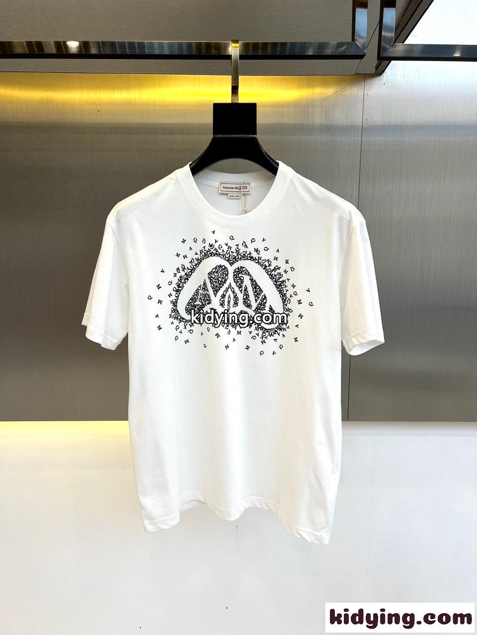 Exploded Charm プリント 半袖Tシャツ アレキサンダー・マックイーン Tシャツ コピー ホワイト-1