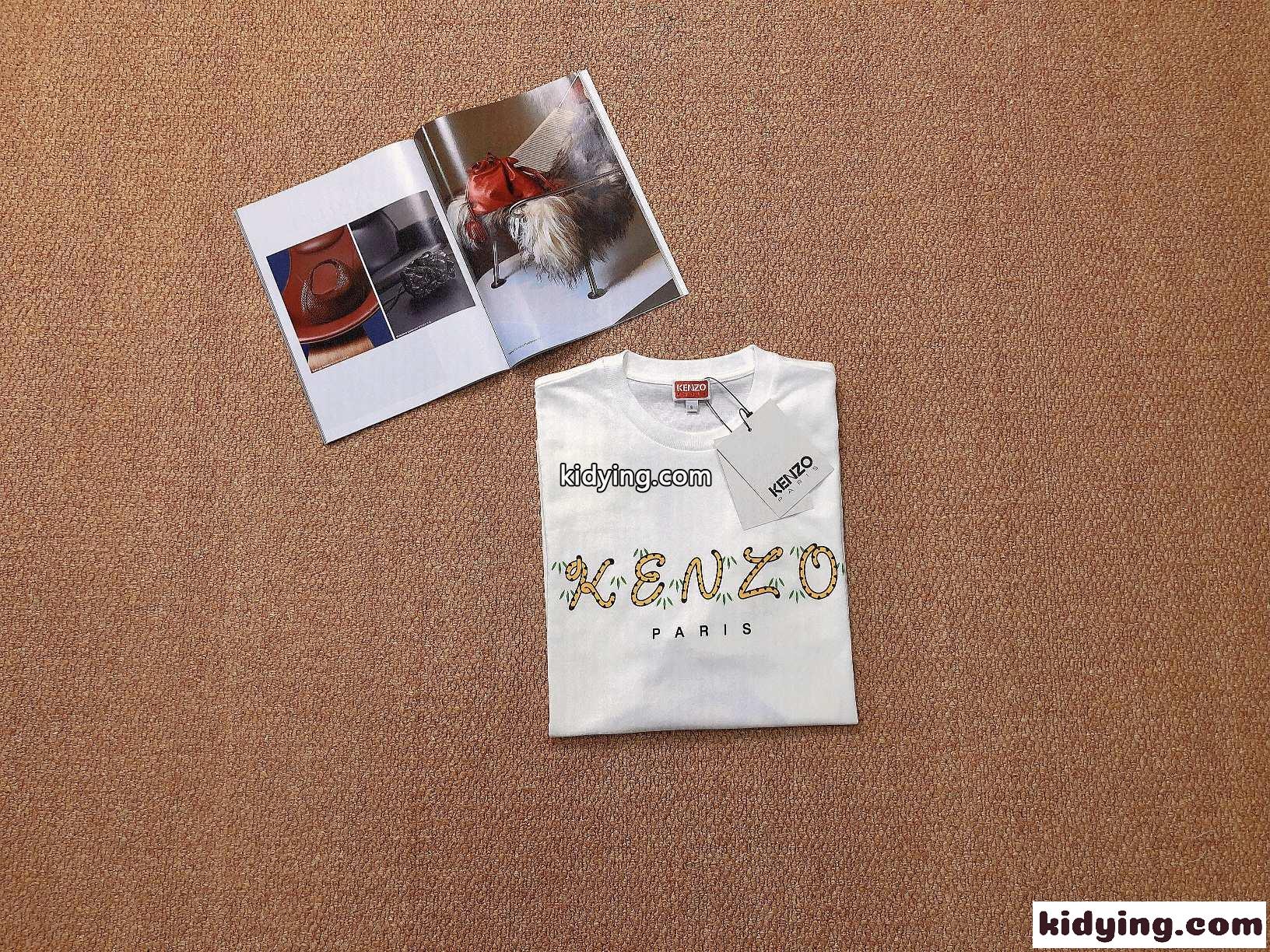可愛い 定番 タイガー ロゴ プリント ケンゾー tシャツ レディース コピー 合わせやすい クールネック 半袖 ホワイト ブラック-4