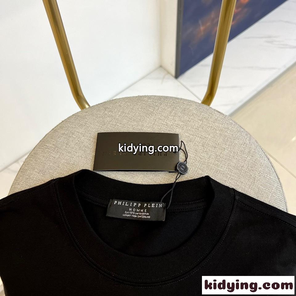 フィリッププレイン 半袖Tシャツ コピー カジュアル ゆったり クルーネック ブラック-1