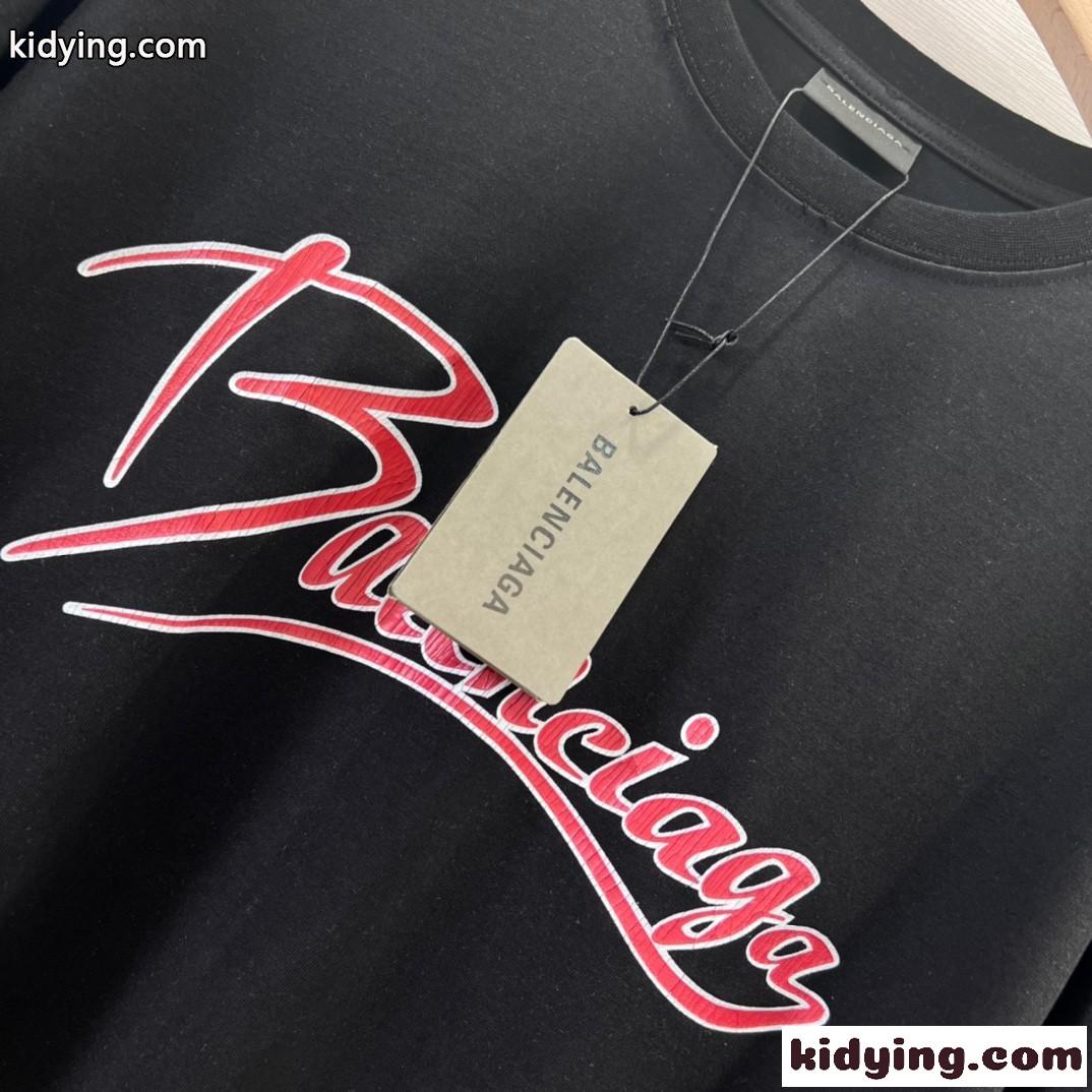 BALENCIAGA ロゴプリント コットンTシャツ バレンシアガ Tシャツ コピー ユニセックス-3